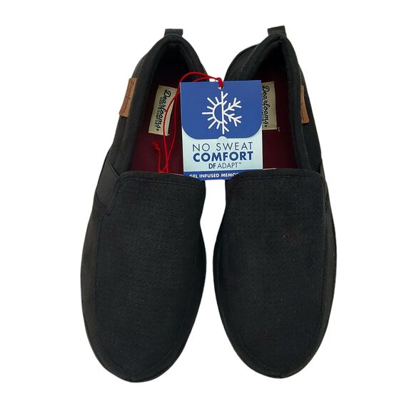 Dearfoams Clog Shoes Slippers Mens 9-10 Black Perforated Microsuede Moc Toe Cozy - Picture 2 of 12